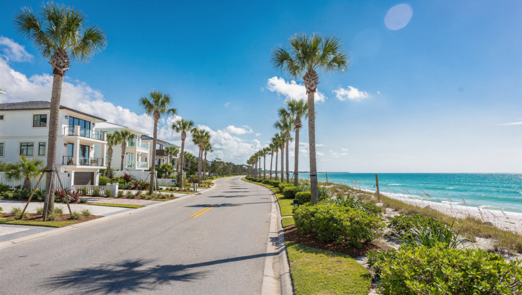 Coastal scenic drive with ocean view in Panama City Florida