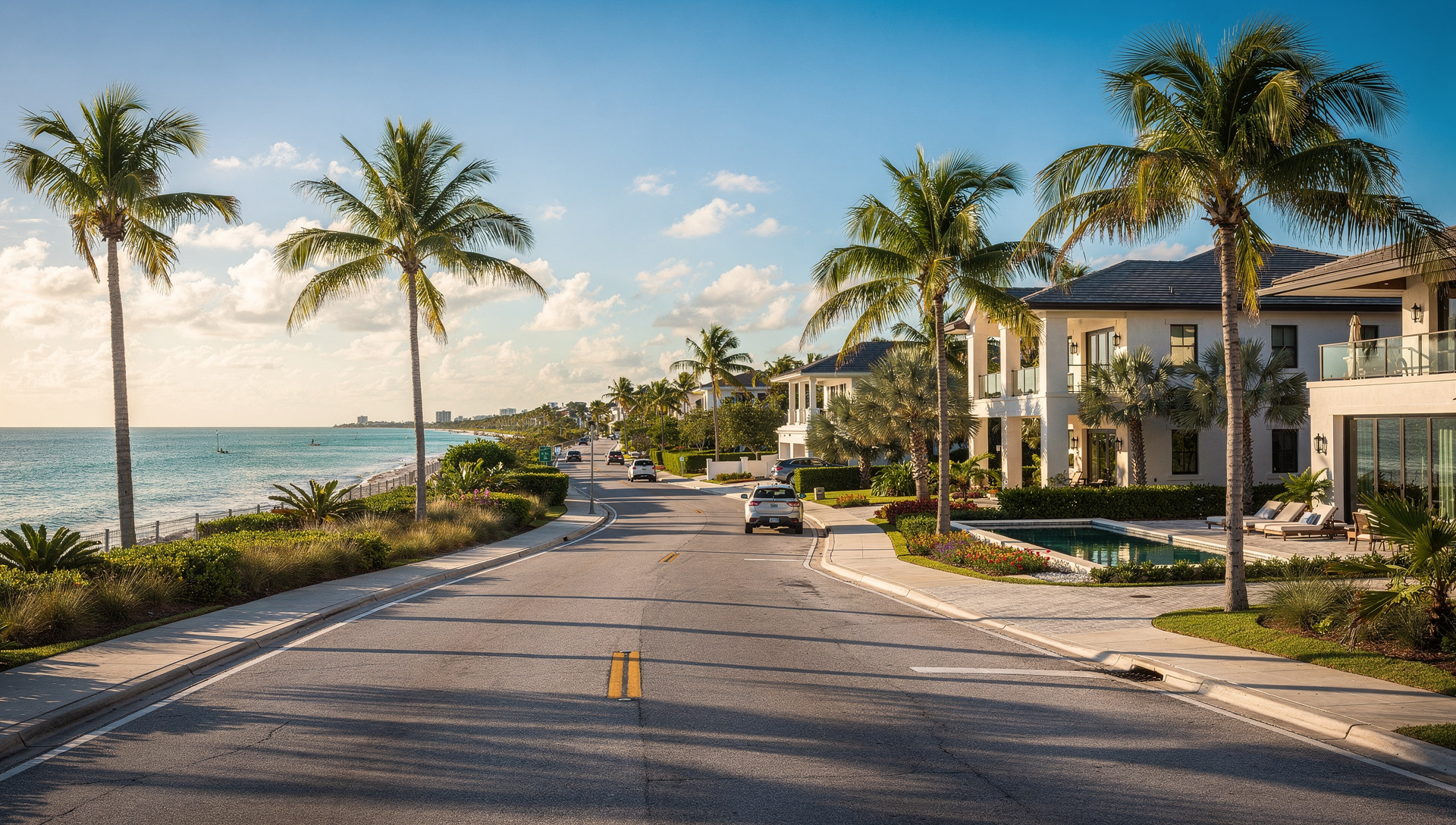 Coastal scenic drive with ocean view in Panama City Florida