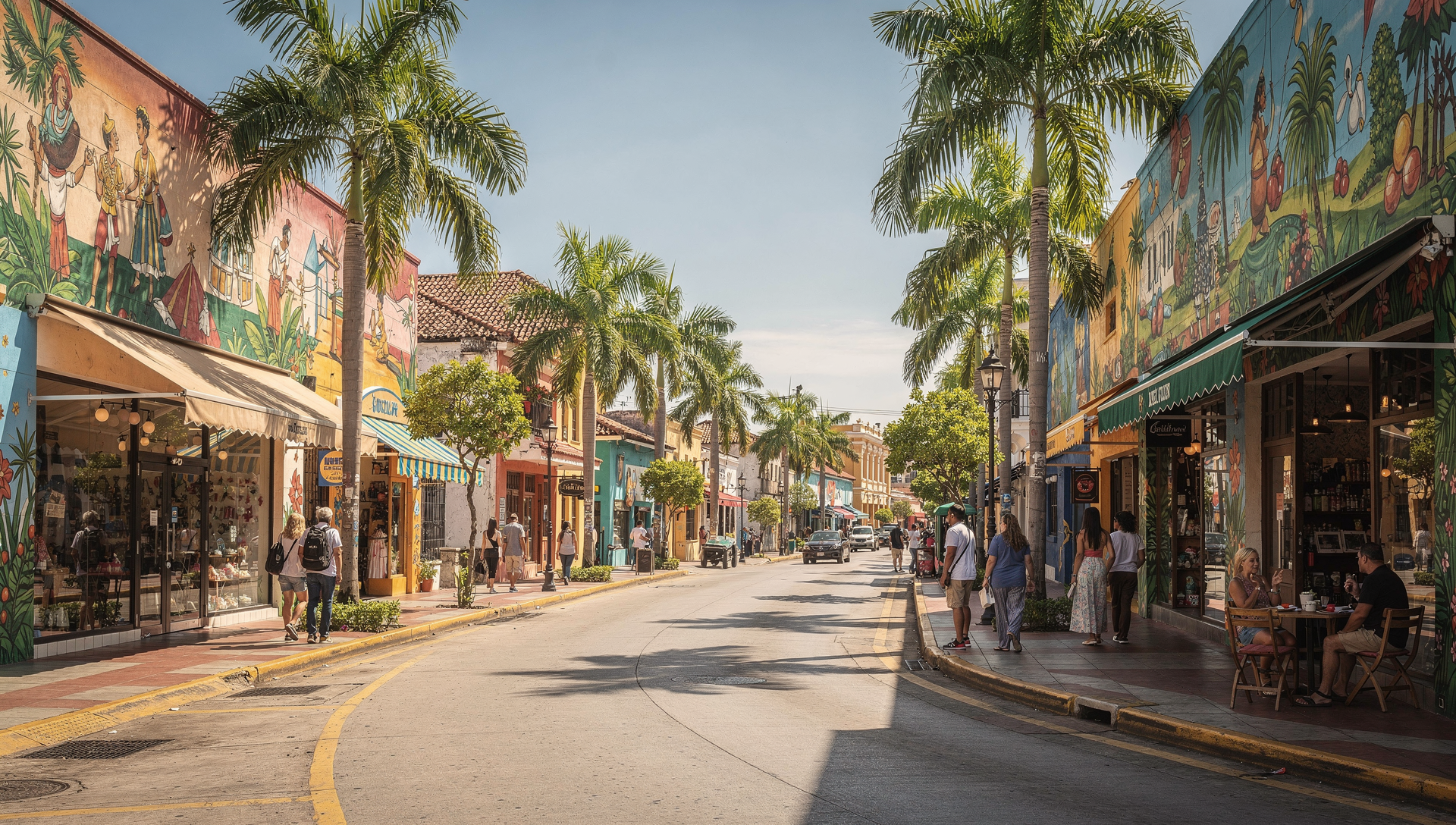Downtown Panama City Florida with shops and local character