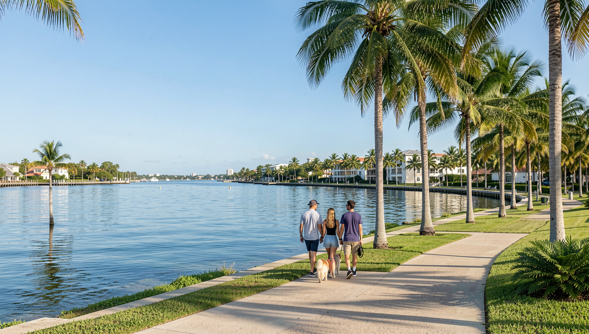 dog running along a Panama City beach at sunset